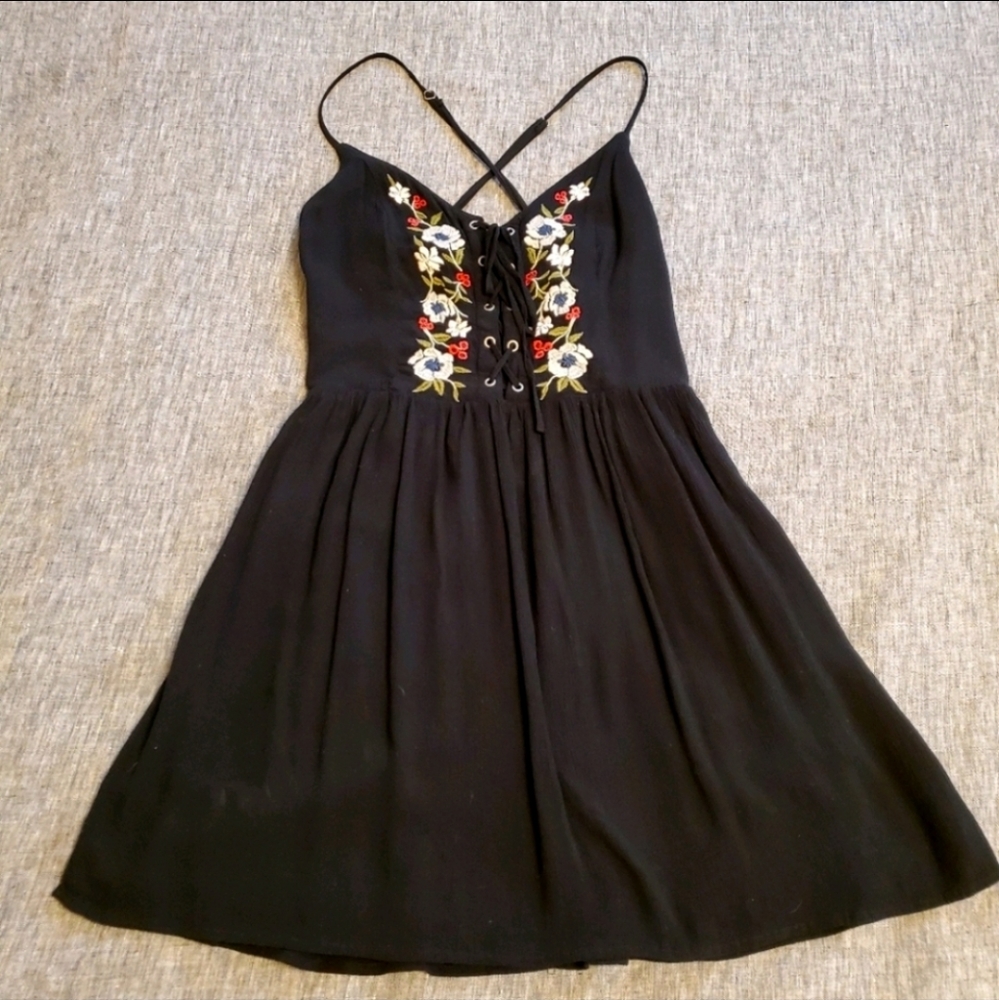 Abercrombie Fitch S Floral Embroidery Corset Lace Up Dress